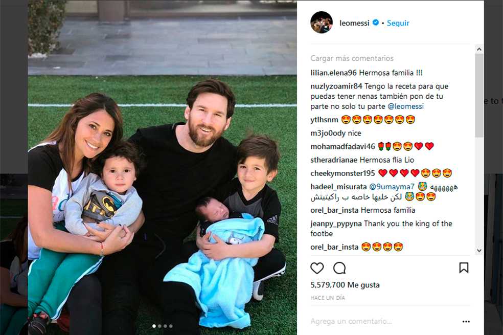 Messi muestra por primera vez la cara de su tercer hijo