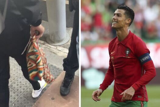La reacción de Cristiano Ronaldo al recibir una mochila wayúu de un colombiano
